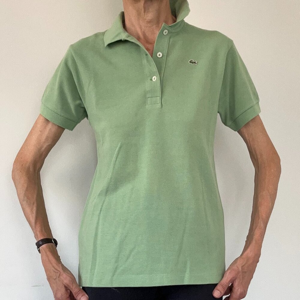 Lacoste Women's Light Green Button Down Polo, F size 38